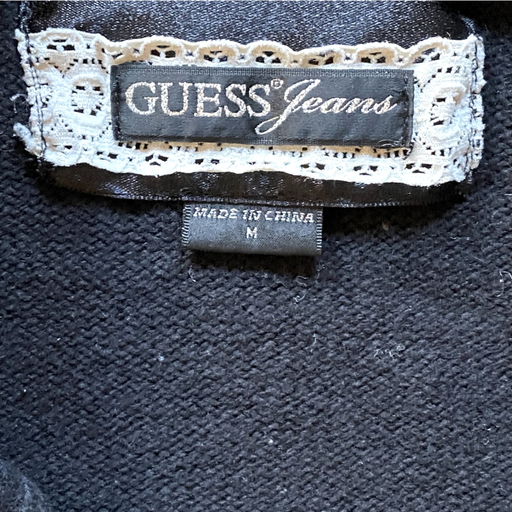Guess Jeans Black & White Hoodie Sweater- Size M - Picture 7 of 13